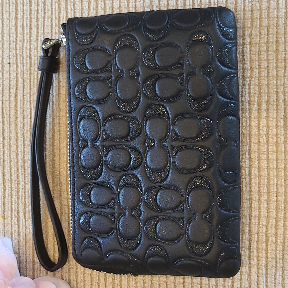 Coach boxed sparkle signature leather corner zip wristlet - Picture 4 of 14